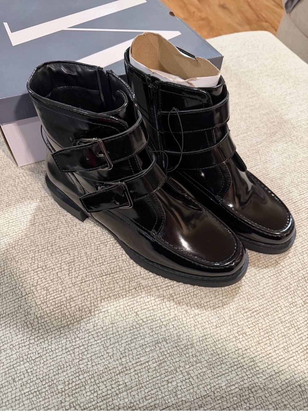 Worthington Black Patent Leather Ankle Boots